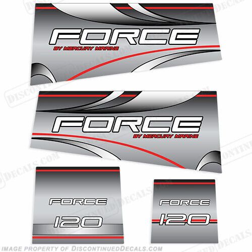 Fits mercury marine force 120hp outboard motor engine decal kit - silver