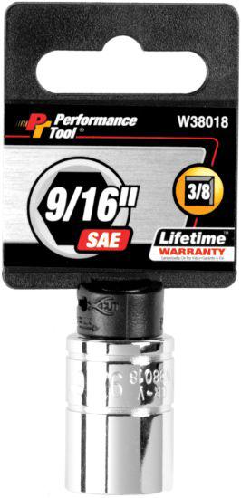 Performance tool w38018 - 3/8" drive 9/16" 6pt socket