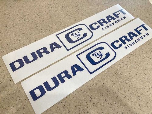 Dura craft vintage fishing decal 18&#034; navy blue 2-pk free ship + free fish decal!