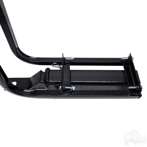 Rear seat trailer hitch with receiver and grab bar for back of golf cart seat