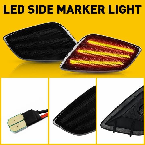 Smoke led front &amp; rear side marker lights for 98-02 pontiac trans firebird 2set