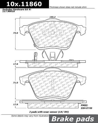 Centric 104.11860 brake pad or shoe, front