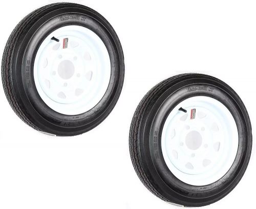 EЄustꜿmɾim 2-pack trailer tire on rim 4.8o-12 load range c 5 lug white spoke whe