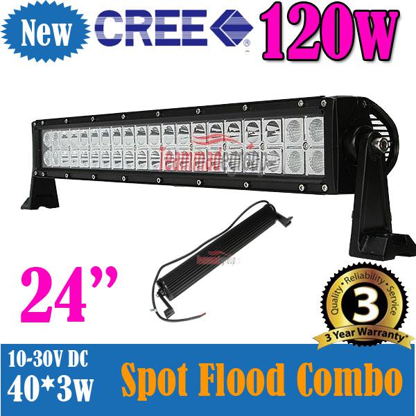 120w cree 24" led alloy spot flood combo work bar driving light offroad 4wd boat