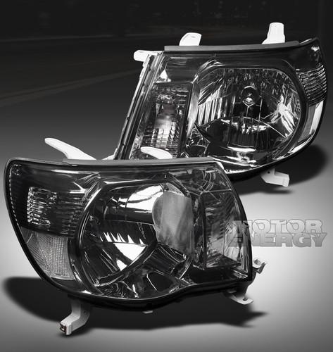 2005-2011 toyota tacoma pickup crystal headlights smoke 2006 2007 2008 2009 2010