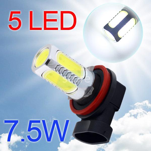 H11 high power 7.5w 5 led pure white fog head tail driving car light bulb lamp