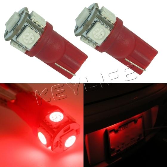 2x red led license plate lights t10 wedge 168 194 921 interior lamps bulbs