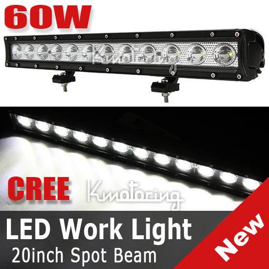 20" 60w 6000lm cree led spot work light offroad lamp truck jeep boat mining atv