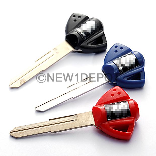 3 pcs motorcycle black blank key uncut for suzuki gsxr 750 1000 hayabusa 2001-09