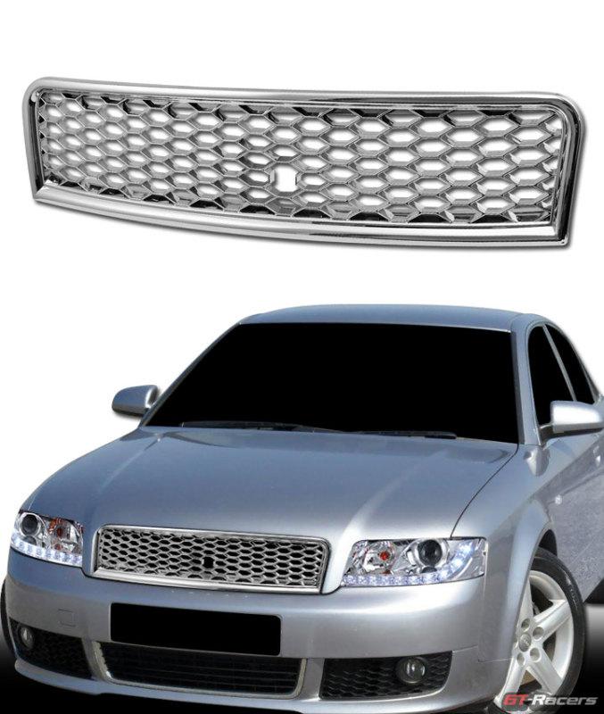 Chrome r style honeycomb mesh front hood bumper grill grille 02-04 05 audi a4 b6