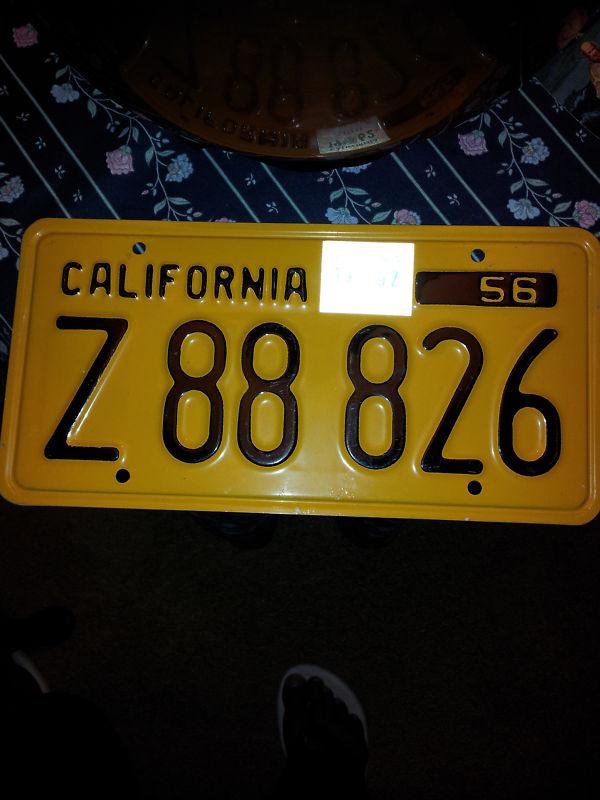 1956 california license plate single vintage 