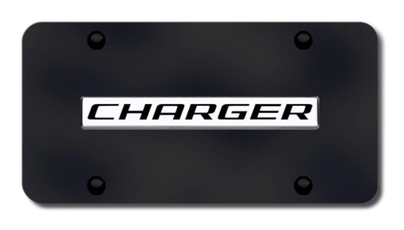 Chrysler charger name chrome on black license plate made in usa genuine