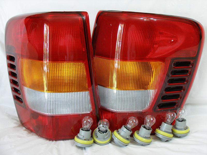 W/6 light bulbs/sockets 02-04 grand cherokee rear tail light lamp rl h pair new