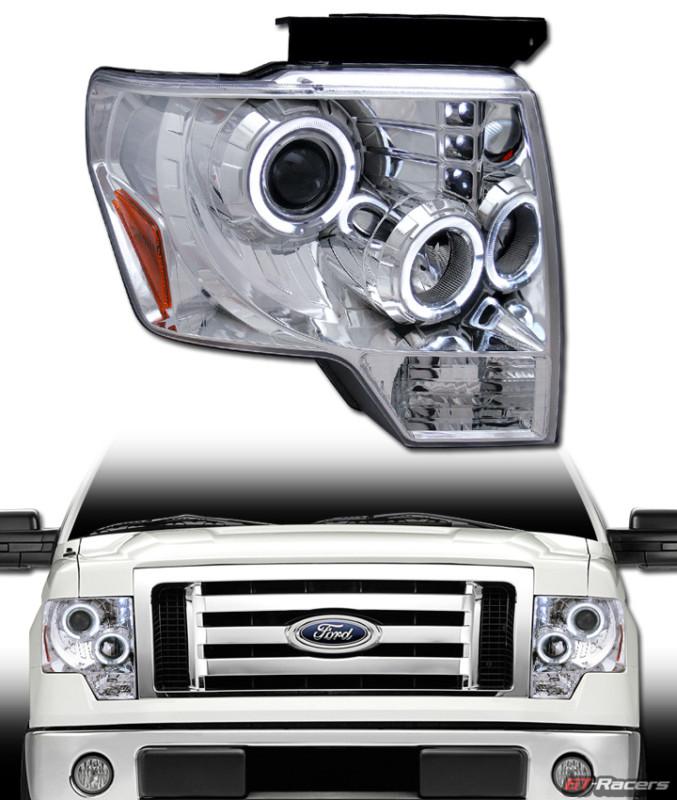 Chrome daytime led dual halo projector head lights signal am 2009-2012 ford f150