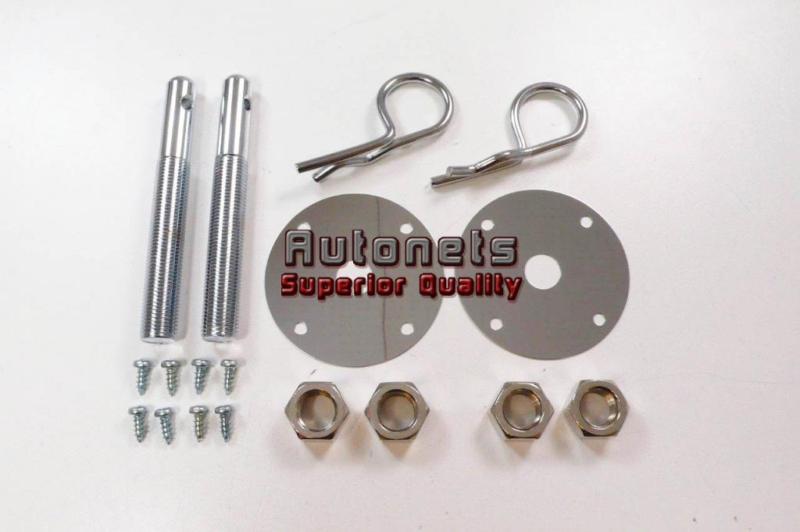 Aluminum anodized hood pin kit flip over universal fit chrome hot rat rod