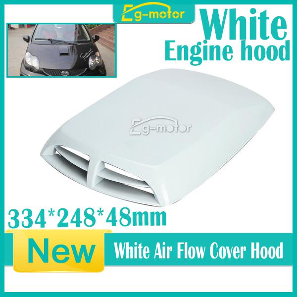 1x universal car decorative air flow intake turbo bonnet vent cover hood white