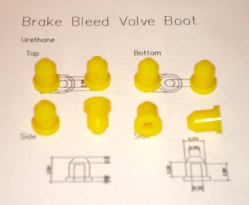 Polyurethane brake bleeder valve caps; set of 8 yellow