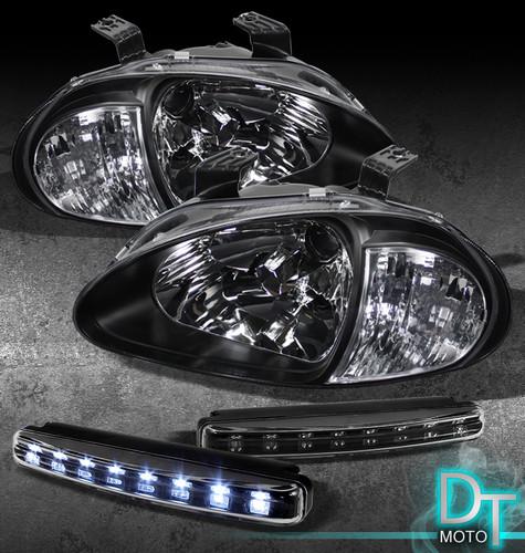 Led bumper fog lamps+93-97 del sol jdm black head lights 2in1 corner signal