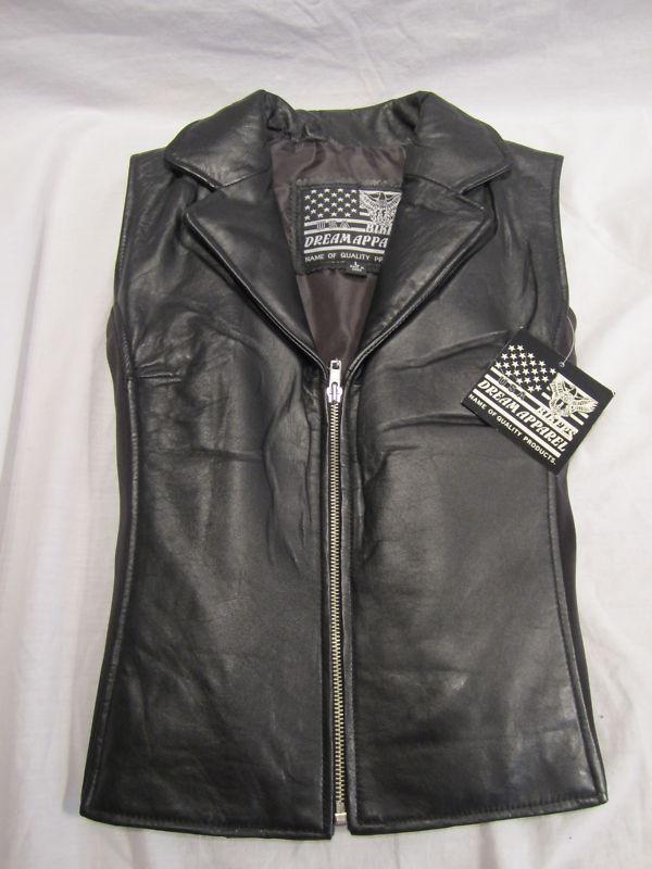 Women’s leather motorcycle vest ladies sz lg 