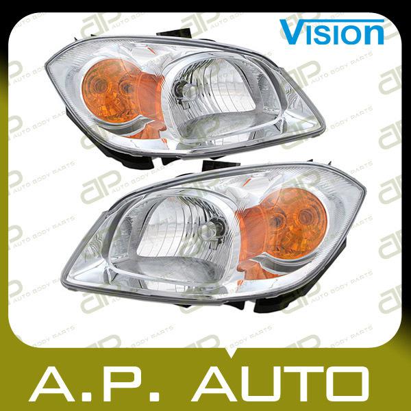 Pair head light lamp assembly 05-07 chevy cobalt base ls lt replacement lh+rh