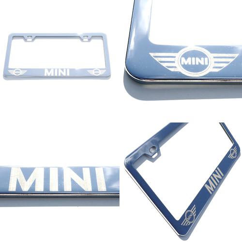 Mini new chrome cooper license plate frame laser engrave brush aluminum car suv