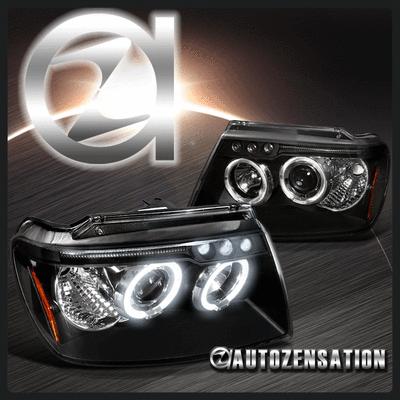 99-04 jeep grand cherokee black led drl halo projector headlights