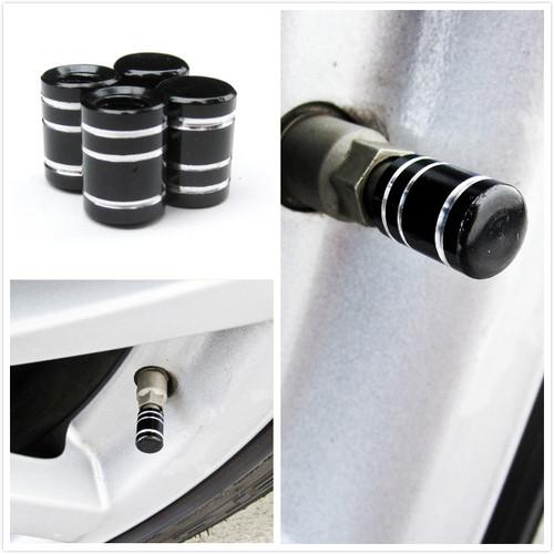 Aluminum air valve cover cap black round shape tire stem wheel rim vc2b3 fit all