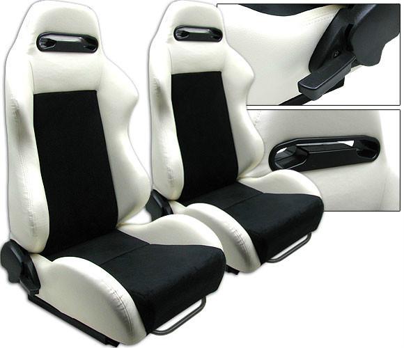 2 white black racing seat reclinable all mitsubishi new