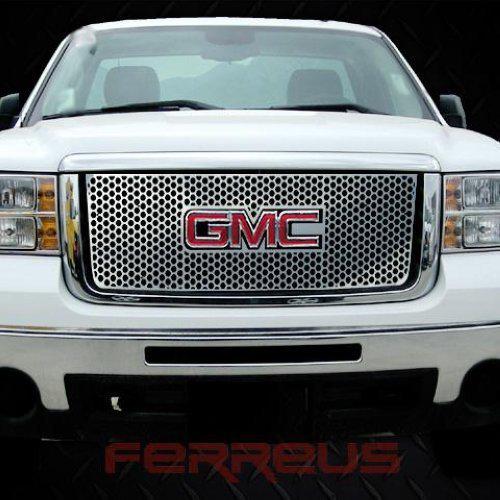 Gmc sierra ld 07-10 circle punch polished stainless truck grill insert add-on