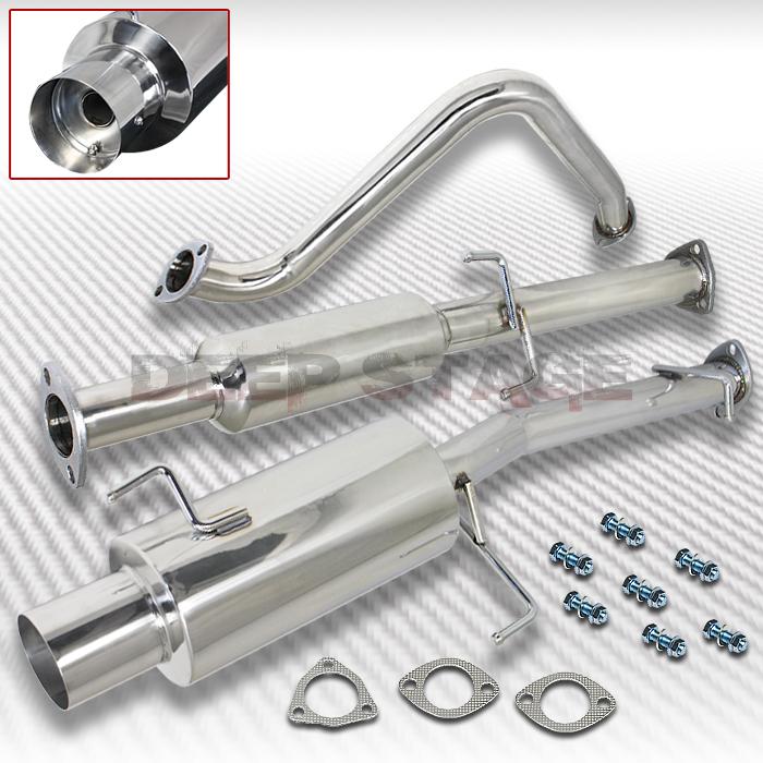 Stainless cat back exhaust 4" tip muffler 92-96 honda prelude h22a1 f23a1 bb1/2