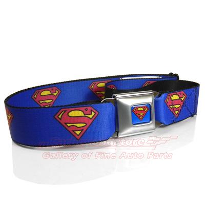 Superman logo seat-belt buckle blue strap belt, dc comics licensed product