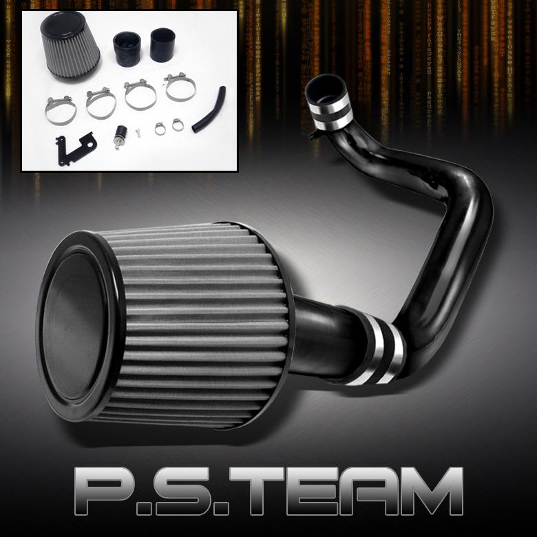 01-05 civic dx lx black aluminum cold air intake+stainless washable mesh filter