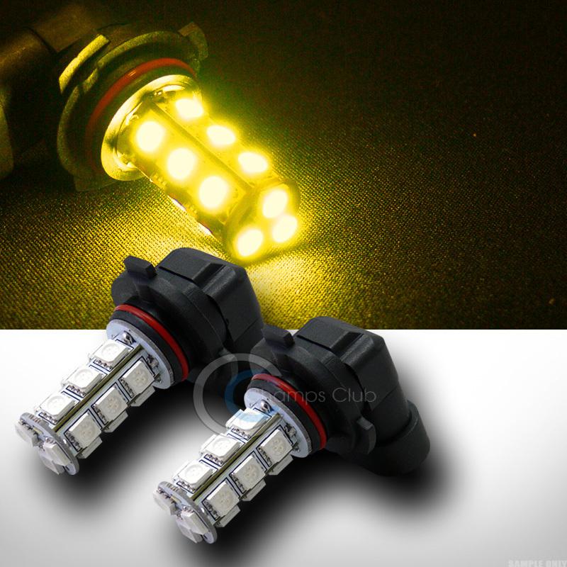 2pc amber y 9005/hb3/h10 18 5050 smd led head fog/driving light lamp bulbs pair