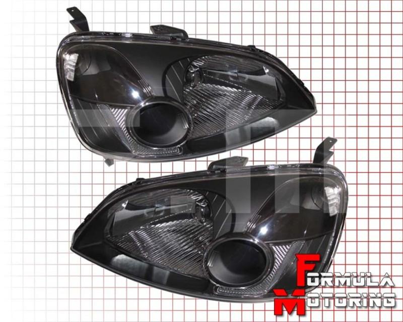 Honda civic 01-03 em2 es crystal black/clear headlights corner turn signal lamp