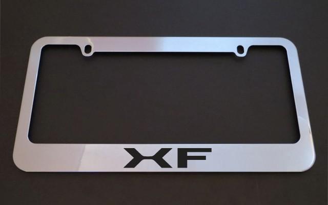 1 brand new jaguar xf chrome metal license plate frames + screw caps