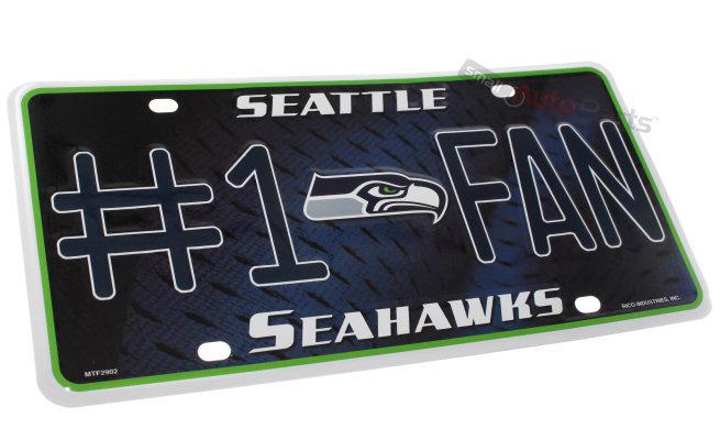 Seattle seahawks football nfl #1 fan license plate aluminum metal car truck tag