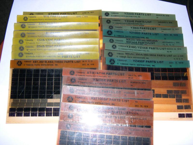 Lot of 28 yamaha microfiche parts lists mx yz tz xs tx ls r3 r5 priced right!