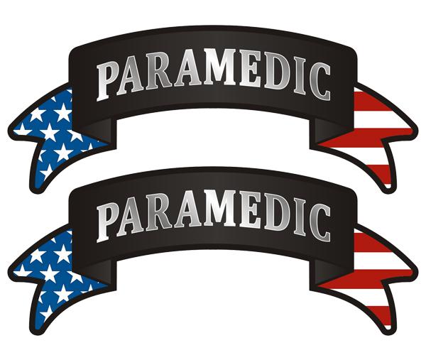 Paramedic ribbon decal set 3"x1.2" american usa flag first responder sticker zu1