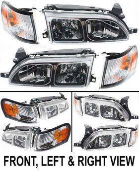 Clear lens new set of 2 head lamp with bulbs right & left hand diamond side pair