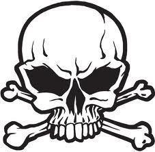 Skull and cross bones decal white 11.25"x 9.25" window graphics vinyl sticker