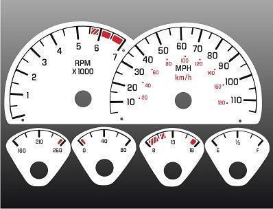 1993-1996 firebird 110mph instrument cluster white face gauges laminated 93-96