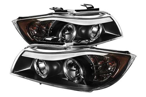 Spyder bmwe9005 black clear ccfl halo projector headlights head light