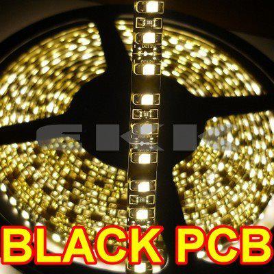 5m black pcb waterproof 3528 smd warm white 600 led strip lights bulb + tracking