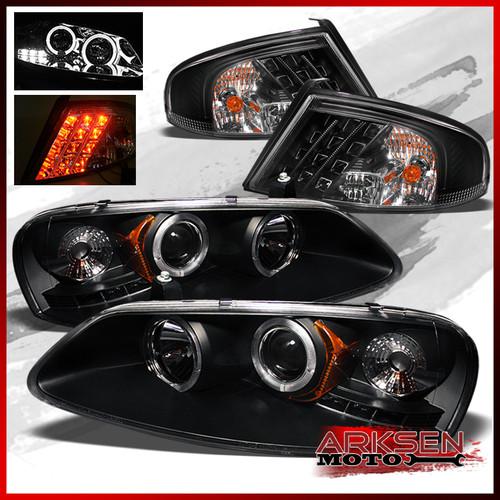 01-06 stratus 4dr halo projector led black headlights+led black tail lights