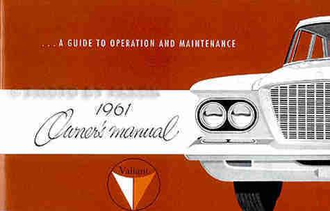 1961 plymouth valiant owners manual v-100 v-200 signet wagons