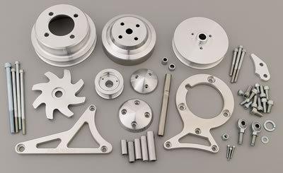 March performance pulley kit serpentine aluminum clear ford 351w kit