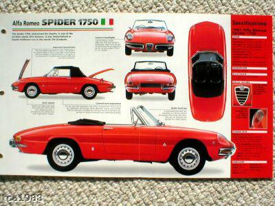 1967 / 1968 / 1969 alfa romeo spider 1750 imp brochure