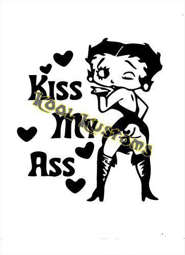 Vinyl decal sticker betty boop kiss my a**...car truck window