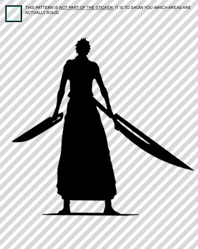 2x ichigo new bankai (custom) sticker decal 8" black (bleach,zangetsus)