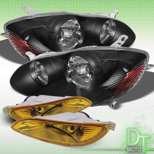 Blk 05-08 corolla crystal headlights+fog w/switch left+right direct replacement